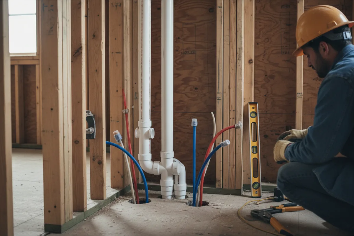 Drain and supply rough-in during Leak Detection in Smoaks